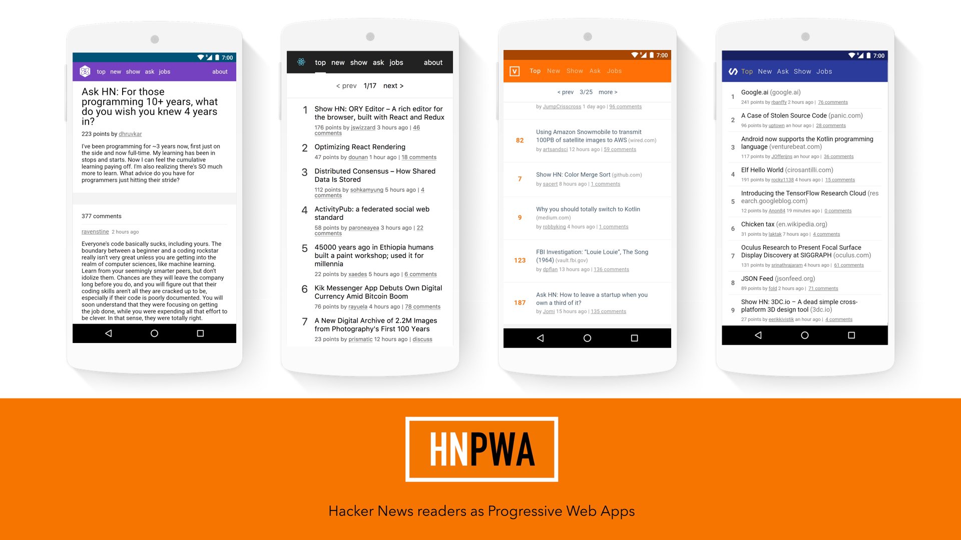 HN PWA - Hacker News readers as Progressive Web Apps